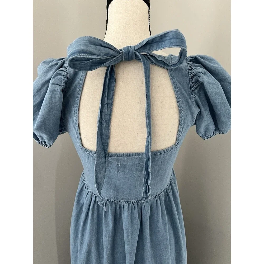 ASOS Soft Denim Babydoll Midi Dress Cotton Size 4 EUC - Picture 6 of 10